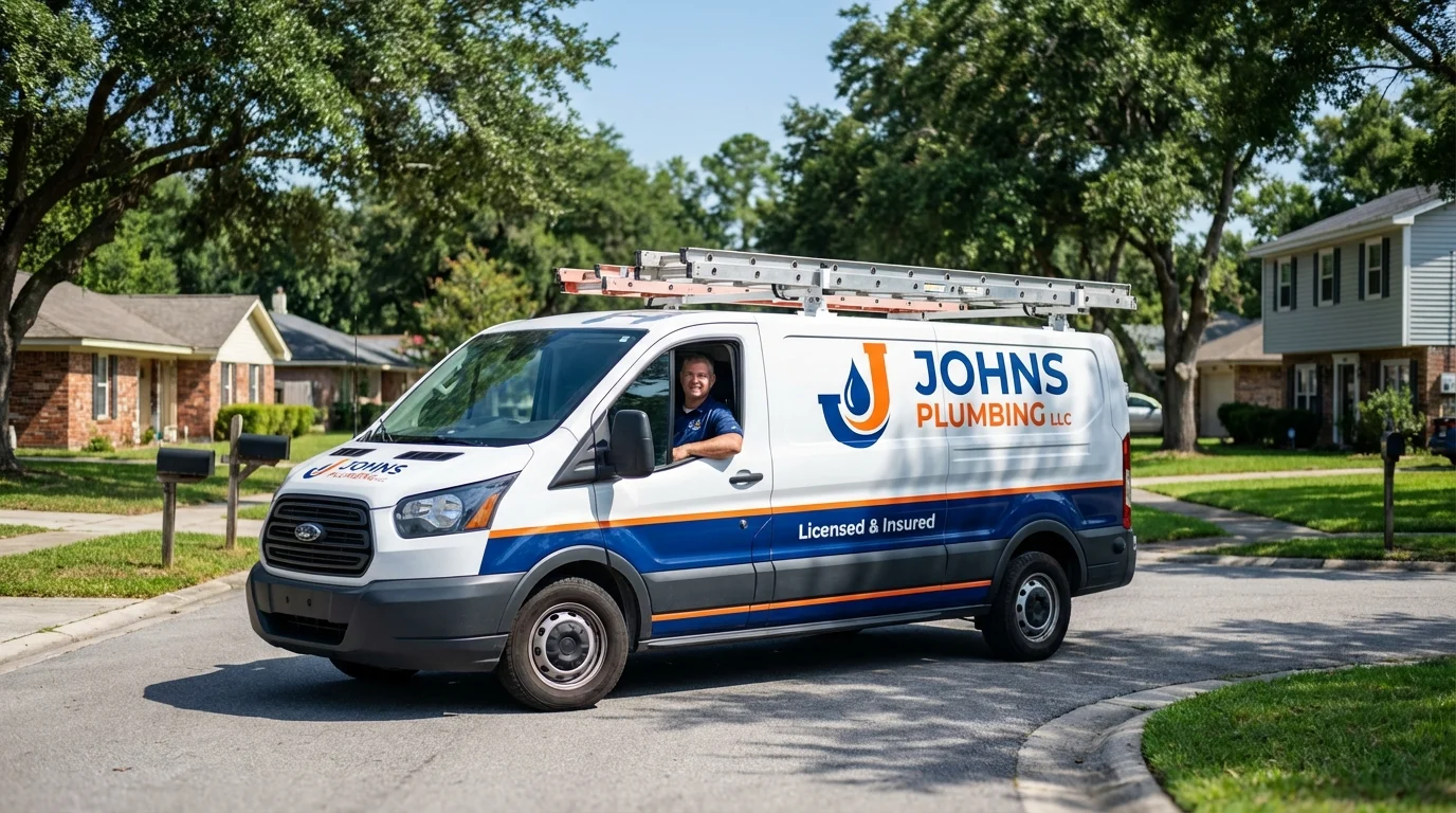Johns Plumbing LLC service van in Bellaire, OH